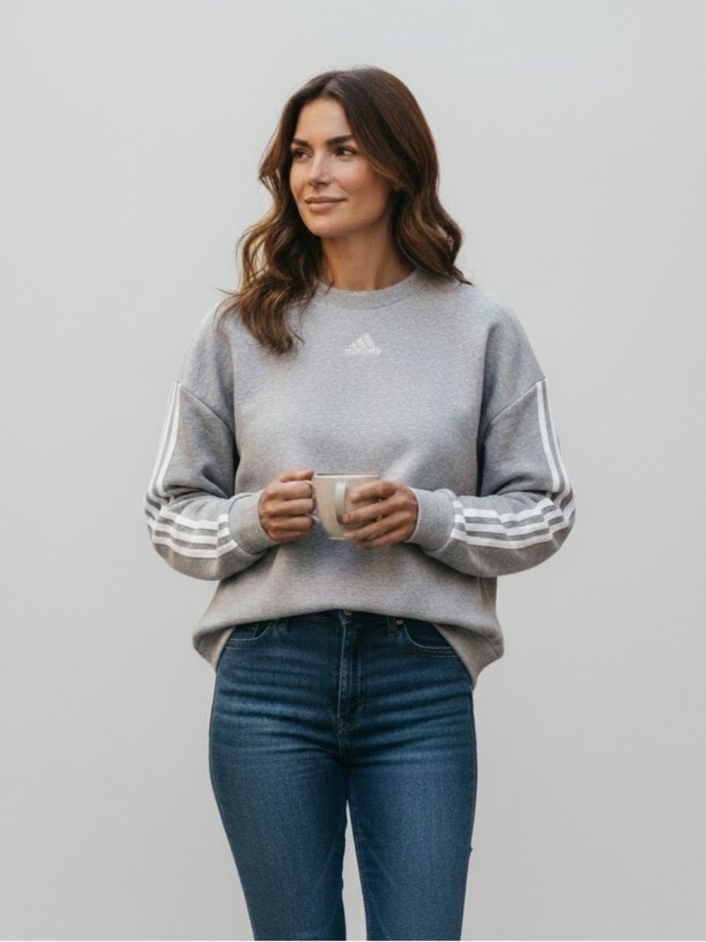 adidas Light Gray Crewneck Sweatshirt